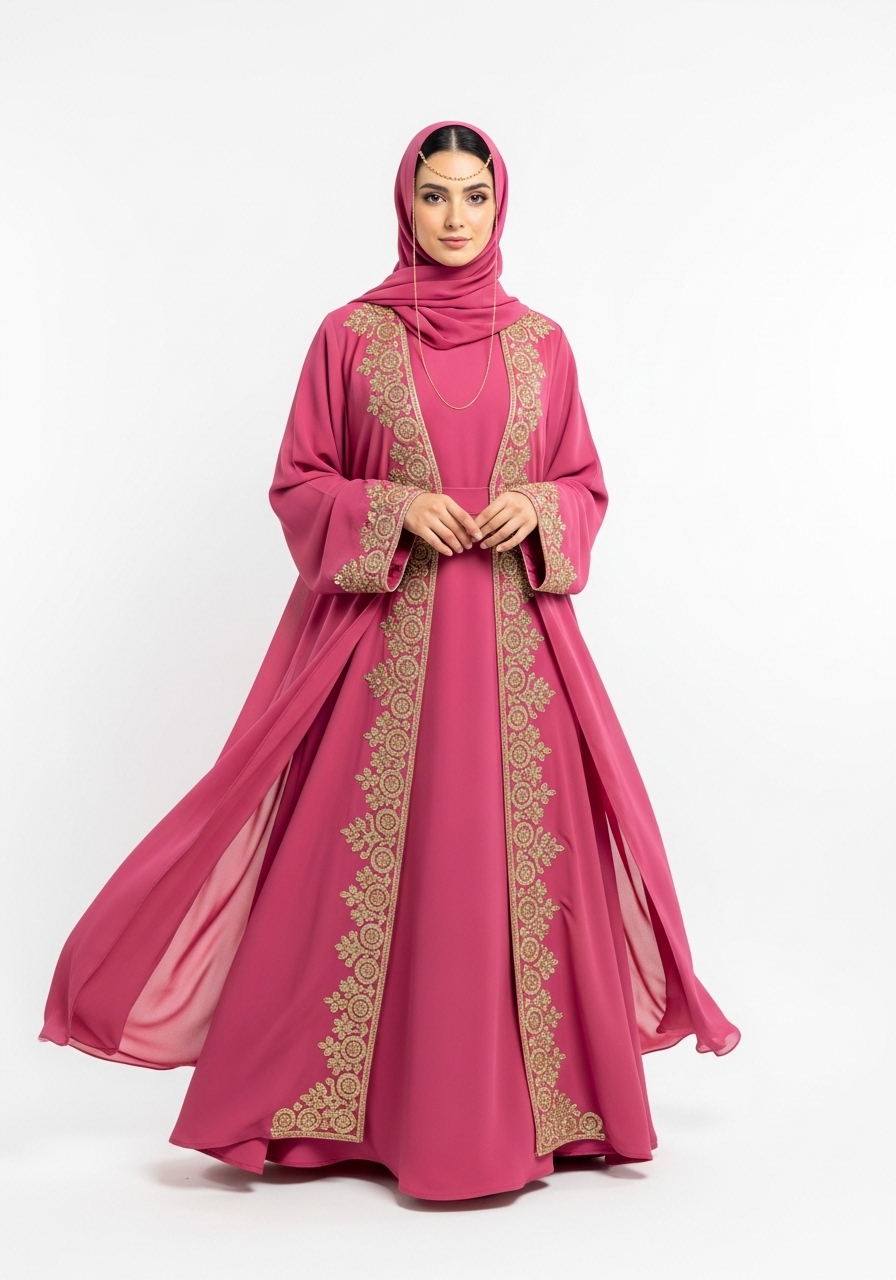 Pink Open Abaya