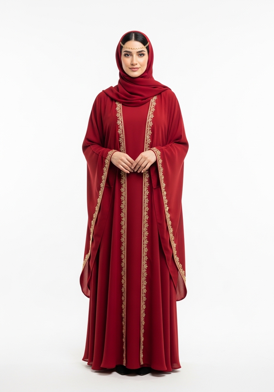 Red Open Abaya