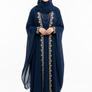 Navy Blue Open Abaya