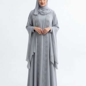 Silver Open Abaya