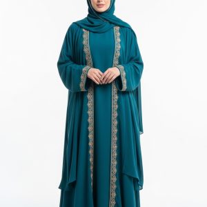 Teal Open Abaya