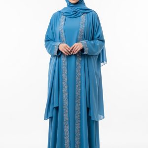 Sky Blue Open Abaya