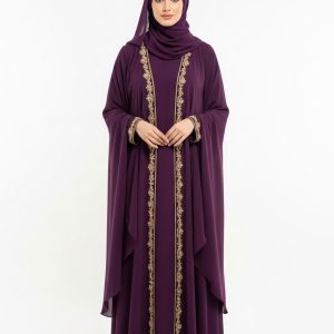 Dark Purple Open Abaya