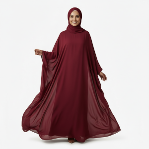 Maroon Chiffon Burkha