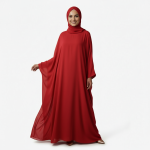 Red Chiffon Burkha