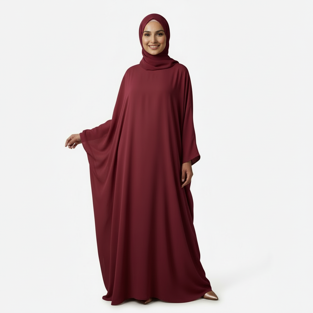 Burgundy Chiffon Burkha