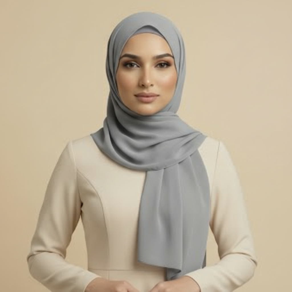 Grey Satin Hijab