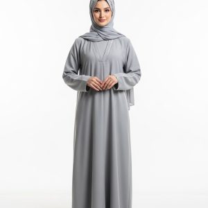 Silver Cotton Abaya