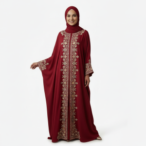 Red Embroidered Burkha