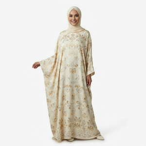 Cream Embroidered Burkha