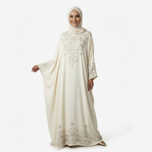 Ivory Embroidered Burkha