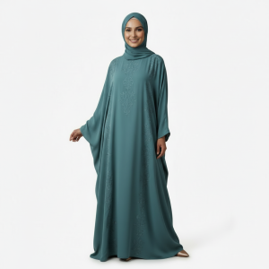 Teal Embroidered Burkha