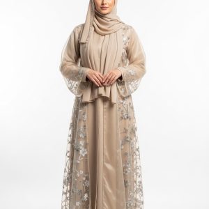 Beige Organza Abaya
