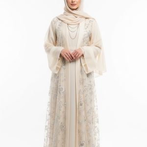 Cream Organza Abaya