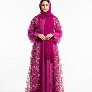 Magenta Organza Abaya