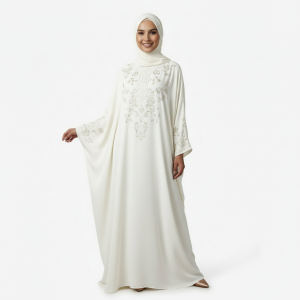 Off White Embroidered Burkha