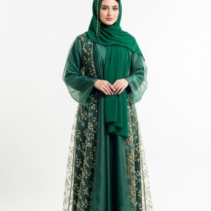 Dark Green Organza Abaya