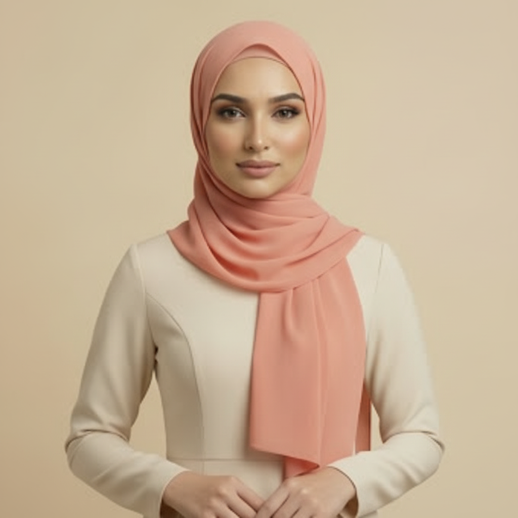 Coral Georgette Hijab