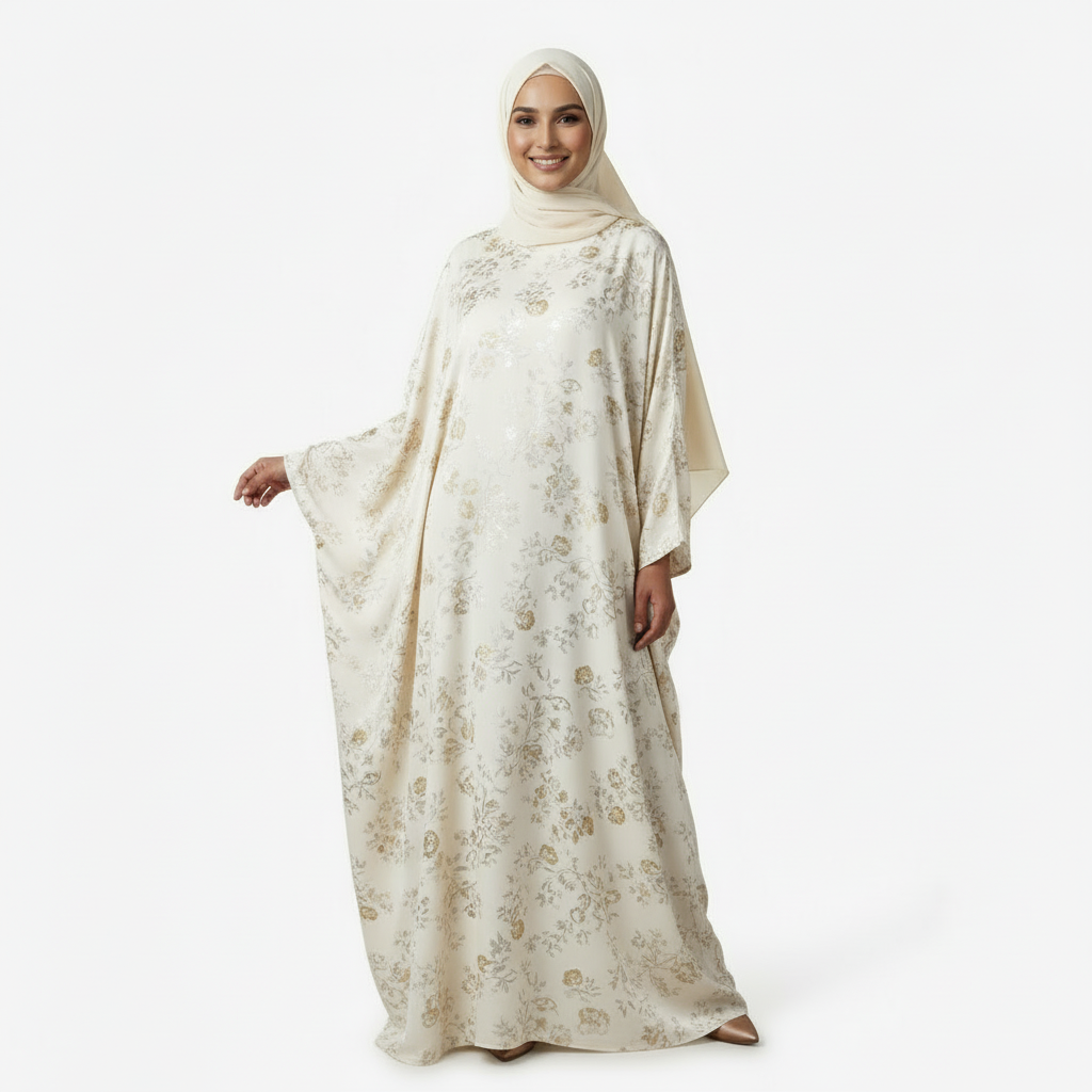Ivory Printed Burkha
