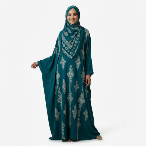 Turquoise Printed Burkha
