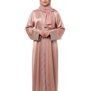 Peach Satin Abaya