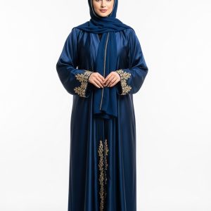 Blue Satin Abaya