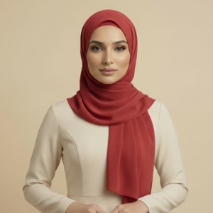 Red Silk Hijab