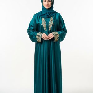 Teal Satin Abaya