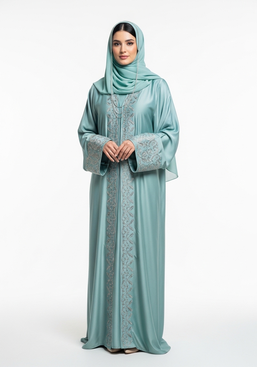 Mint Satin Abaya
