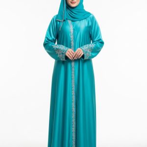 Turquoise Satin Abaya