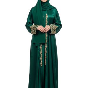Dark Green Satin Abaya