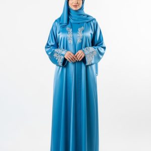 Sky Blue Satin Abaya