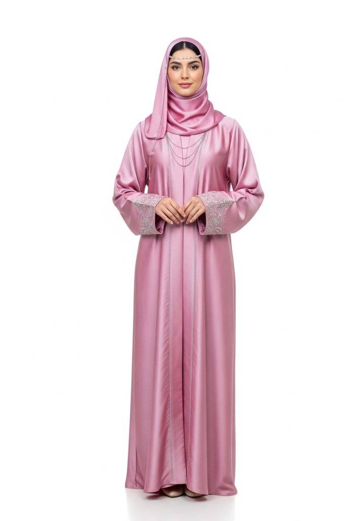 Light Pink Satin Abaya