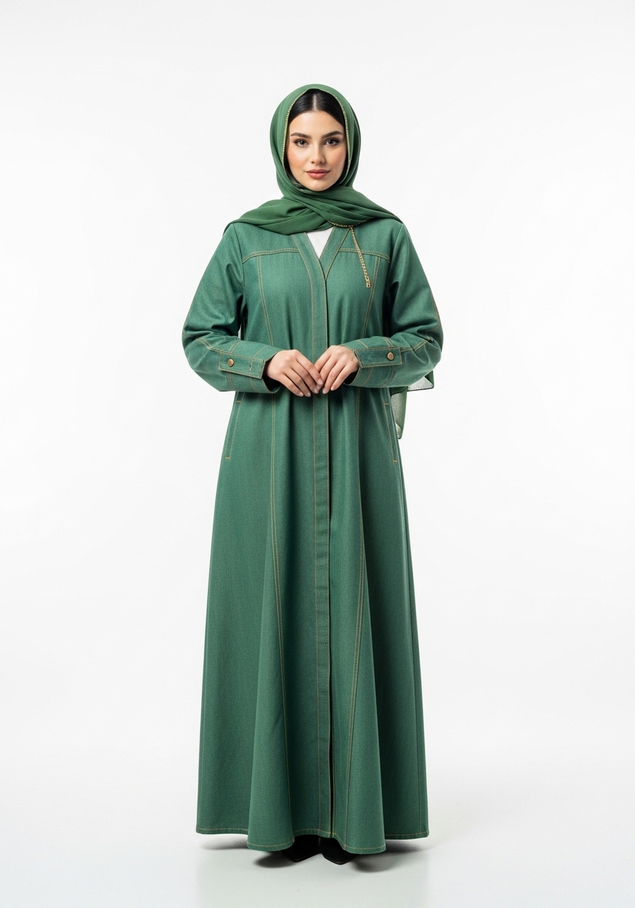 Green Denim Abaya