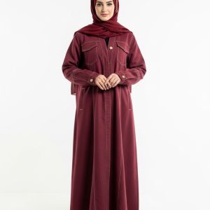Maroon Denim Abaya
