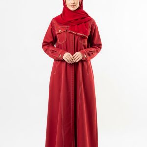 Red Denim Abaya
