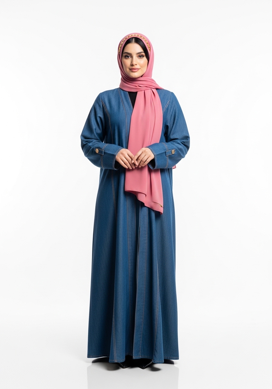 Rose Denim Abaya