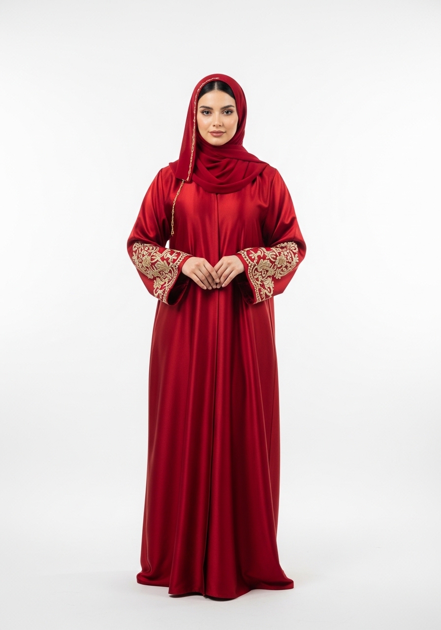 Red Silk Abaya
