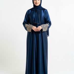 Navy Blue Silk Abaya