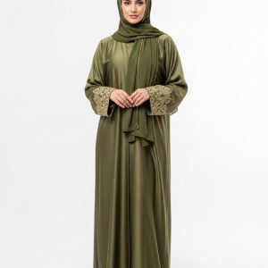 Olive Green Silk Abaya