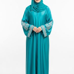 Turquoise Silk Abaya