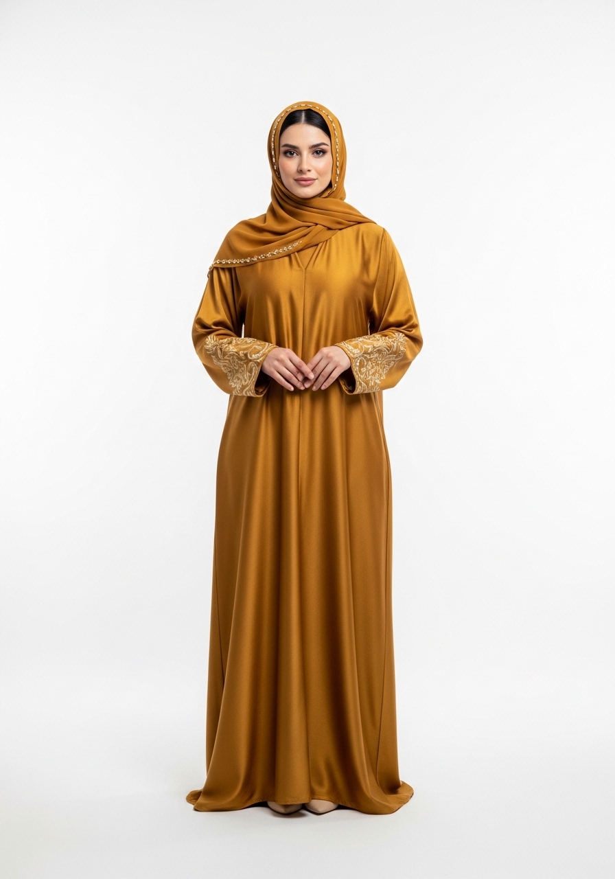 Mustard Silk Abaya