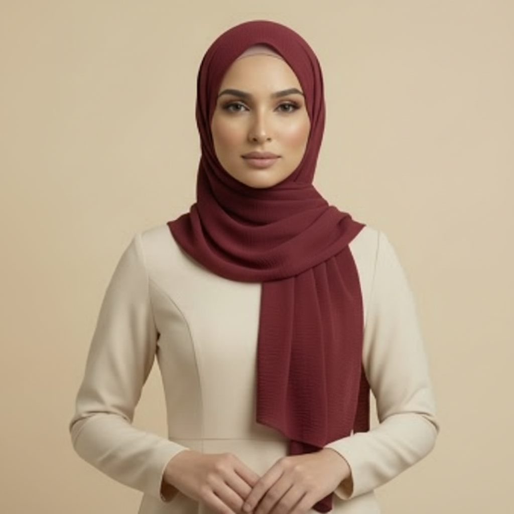 Maroon Crinkle Hijab