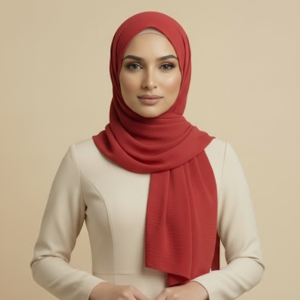Red Crinkle Hijab