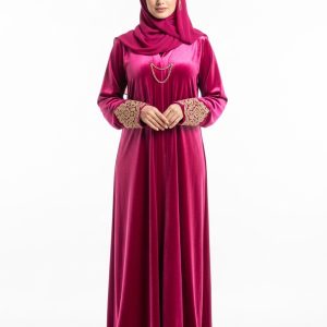 Pink Velvet Abaya