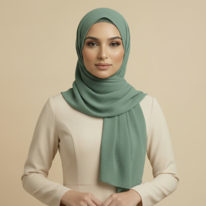 Dark Green Crinkle Hijab