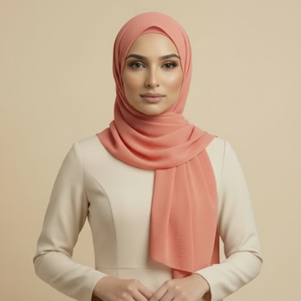 Coral Crinkle Hijab