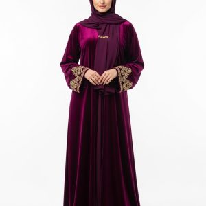 Plum Velvet Abaya