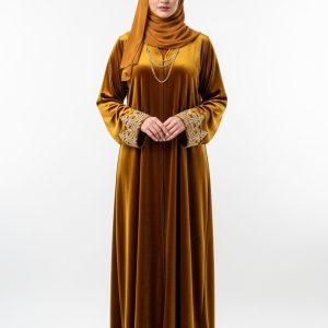 Mustard Velvet Abaya