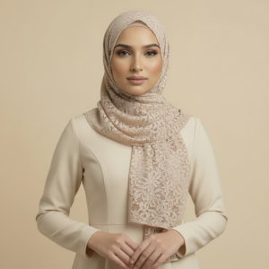 Beige Lace Hijab